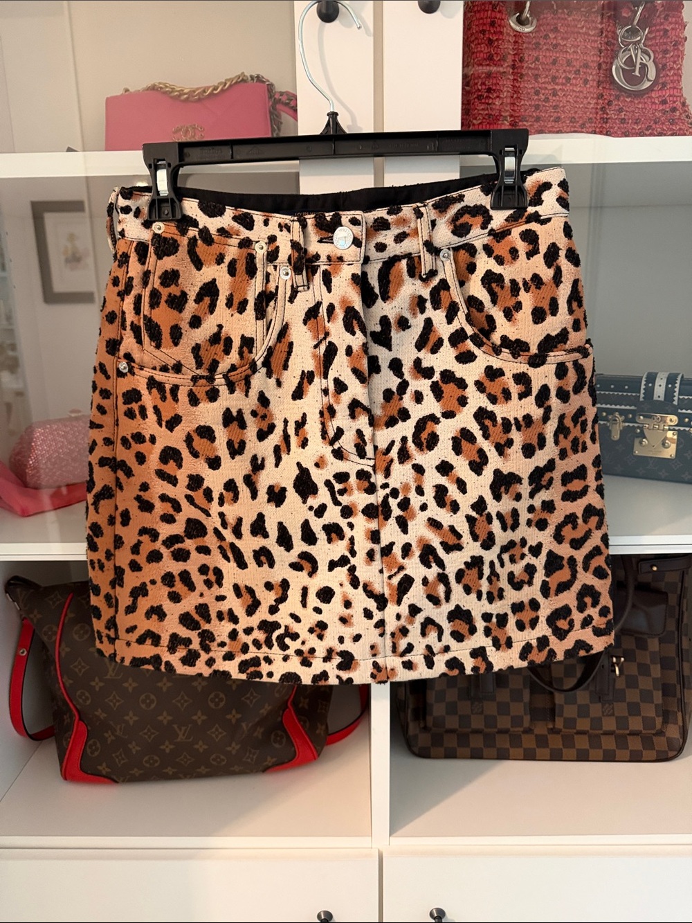 Louis Vuitton Leopard Print Mini Skirt - Tan & Black